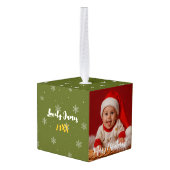 Custom Baby First Christmas Ornament - Cute Gnomes キューブオーナメント (裏面アングル)