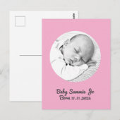 Custom Baby girl Birth Announcement, Pink Postcard ポストカード (正面/裏面)