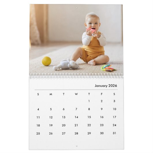 Custom Baby Girl & Family 14 Photo Calendar 2026 カレンダー (1月 2026)