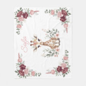 Custom Baby Girl Giraffe Blanket,Personalized Name フリースブランケット (正面)