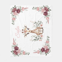 Custom Baby Girl Giraffe Blanket,Personalized Name フリースブランケット