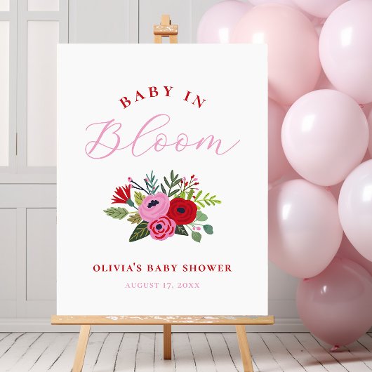 Custom - Baby in Bloom Bright Floral Baby Shower ポスター