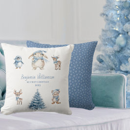 Custom Baby My 1st Christmas Woodland クッション