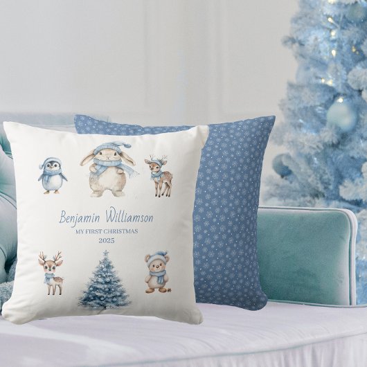 Custom Baby My 1st Christmas Woodland クッション