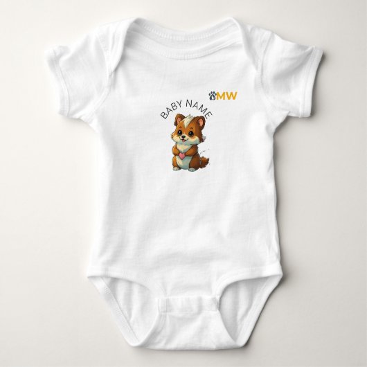 Custom [Baby Name] Chibi Animal Heart Bodysuit -  ベビーボディスーツ (正面)