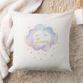 Custom Baby Name Lavender Watercolor Cloud Gold Ey クッション (ブランケット)