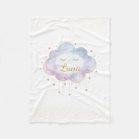 Custom Baby Name Lavender WatercolorFleece Blanket フリースブランケット (正面)
