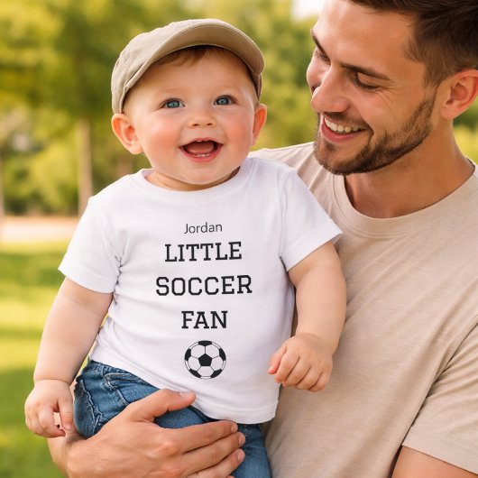 Custom Baby Name Little Soccer Fan ベビーTシャツ