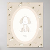 Custom Baby Name Nursery - Cute Dog Poster ポスター (正面)