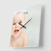 Custom Baby Name & Photo     スクエア壁時計 (傾斜)