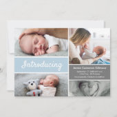 Custom Baby Photo Collage Blue White Modern Script (正面)