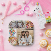 Custom Baby Photo Paper Plate – Brown Frame  ペーパープレート (パーティー)