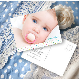 Custom Baby Photo Polka Dots Naming Ceremony 案内ポストカード
