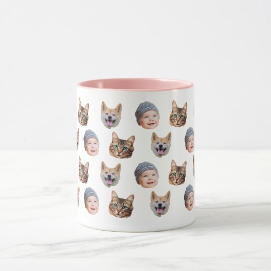 Custom Baby Picture Mug with Repeating Faces  マグカップ (中央)