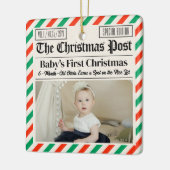 Custom Baby's First Christmas Newspaper セラミックオーナメント (左)