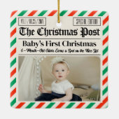 Custom Baby's First Christmas Newspaper セラミックオーナメント (裏面)