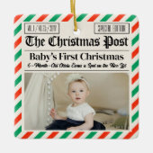 Custom Baby's First Christmas Newspaper セラミックオーナメント (正面)