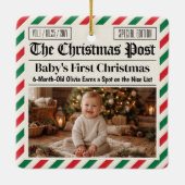 Custom Baby's First Christmas Newspaper セラミックオーナメント (裏面)
