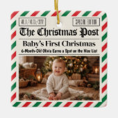 Custom Baby's First Christmas Newspaper セラミックオーナメント (正面)