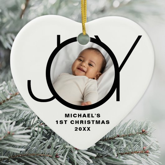 Custom Baby's First Christmas Photo セラミックオーナメント