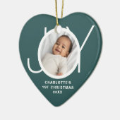 Custom Baby's First Christmas Photo Green セラミックオーナメント (左)