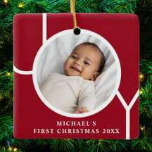 Custom Baby's First Christmas Photo Red