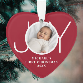 Custom Baby's First Christmas Photo Red Heart オーナメント