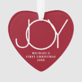 Custom Baby's First Christmas Photo Red Heart オーナメント (正面)