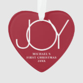 Custom Baby's First Christmas Photo Red Heart オーナメント (裏面)