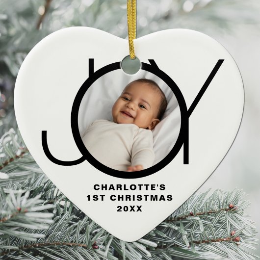 Custom Baby's First Christmas Photo White セラミックオーナメント