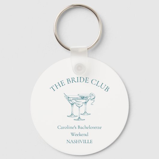 Custom Bachelorette Party Cocktail Social Club キーホルダー (正面)