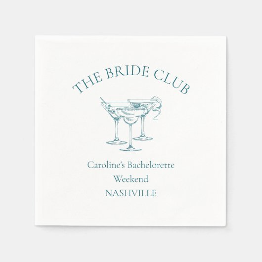 Custom Bachelorette Party Cocktail Social Club スタンダードカクテルナプキン (正面)