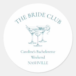 Custom Bachelorette Party Cocktail Social Club ラウンドシール