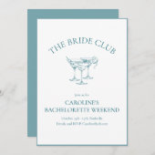 Custom Bachelorette Party Cocktail Social Club 招待状 (正面/裏面)