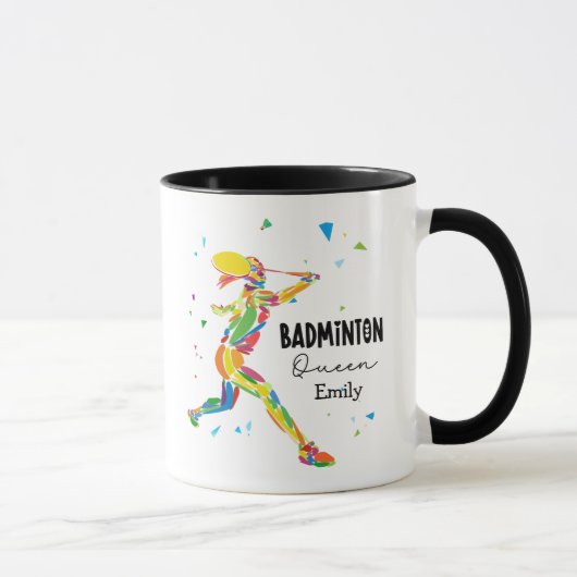 Custom Badminton Queen Colorful Abstract Athlete マグカップ (右)