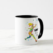 Custom Badminton Queen Colorful Abstract Athlete マグカップ (正面右)