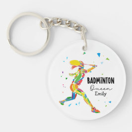 Custom Badminton Queen Colorful Abstract Player キーホルダー