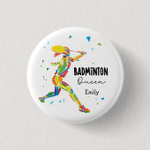 Custom Badminton Queen Colorful Abstract Player 缶バッジ (正面)