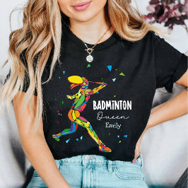 Custom Badminton Queen Vibrant Abstract Player トライブレンドTシャツ