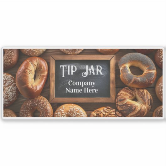 Custom Bagel Cafe Business Tip Jar シール (正面)