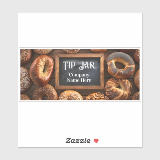 Custom Bagel Cafe Business Tip Jar シール (シート)