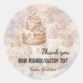 Custom "Baked with Love" Pink nature Cake Sticker  ラウンドシール (正面)
