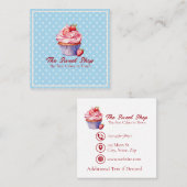 Custom Bakery Business Card | Blue Cupcake Theme 予約カード (正面/裏面)