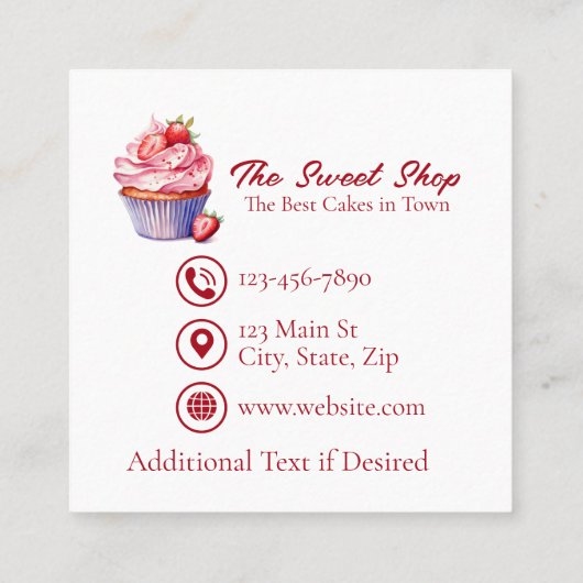 Custom Bakery Business Card | Blue Cupcake Theme 予約カード (裏面)