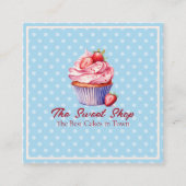 Custom Bakery Business Card | Blue Cupcake Theme 予約カード (正面)