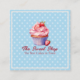 Custom Bakery Business Card | Blue Cupcake Theme 予約カード