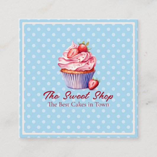 Custom Bakery Business Card | Blue Cupcake Theme 予約カード (正面)
