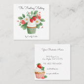 Custom Bakery Business Card Strawberry Design スクエア名刺 (正面/裏面)