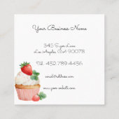 Custom Bakery Business Card Strawberry Design スクエア名刺 (裏面)