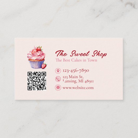 Custom Bakery Business Card with QR Code  名刺 (裏面)